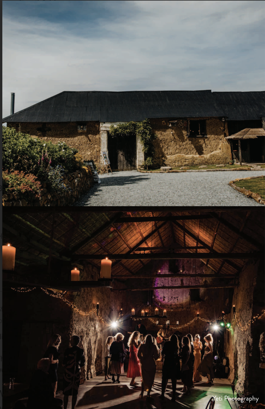 Barn exterior and dance floor
